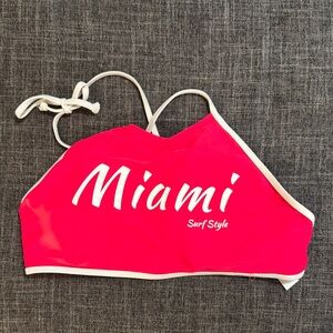 Y2K Miami Surf Style Hot Pink Halter Bikini Top Barbiecore Retro Swim
